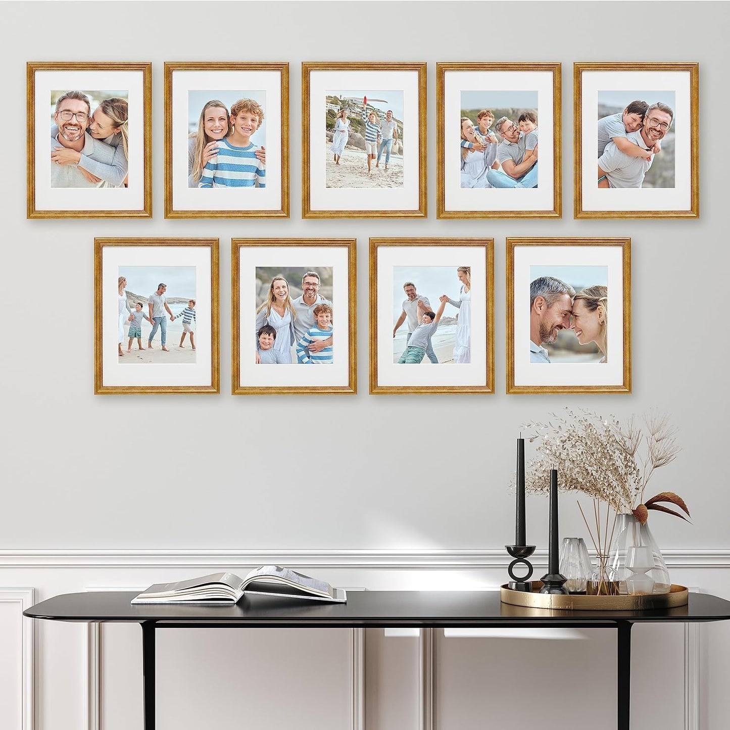 Sheffield Home 9 Piece Gallery Wall Frame Set, 11x14 in. matted to 8x10 in. (Matte Black)