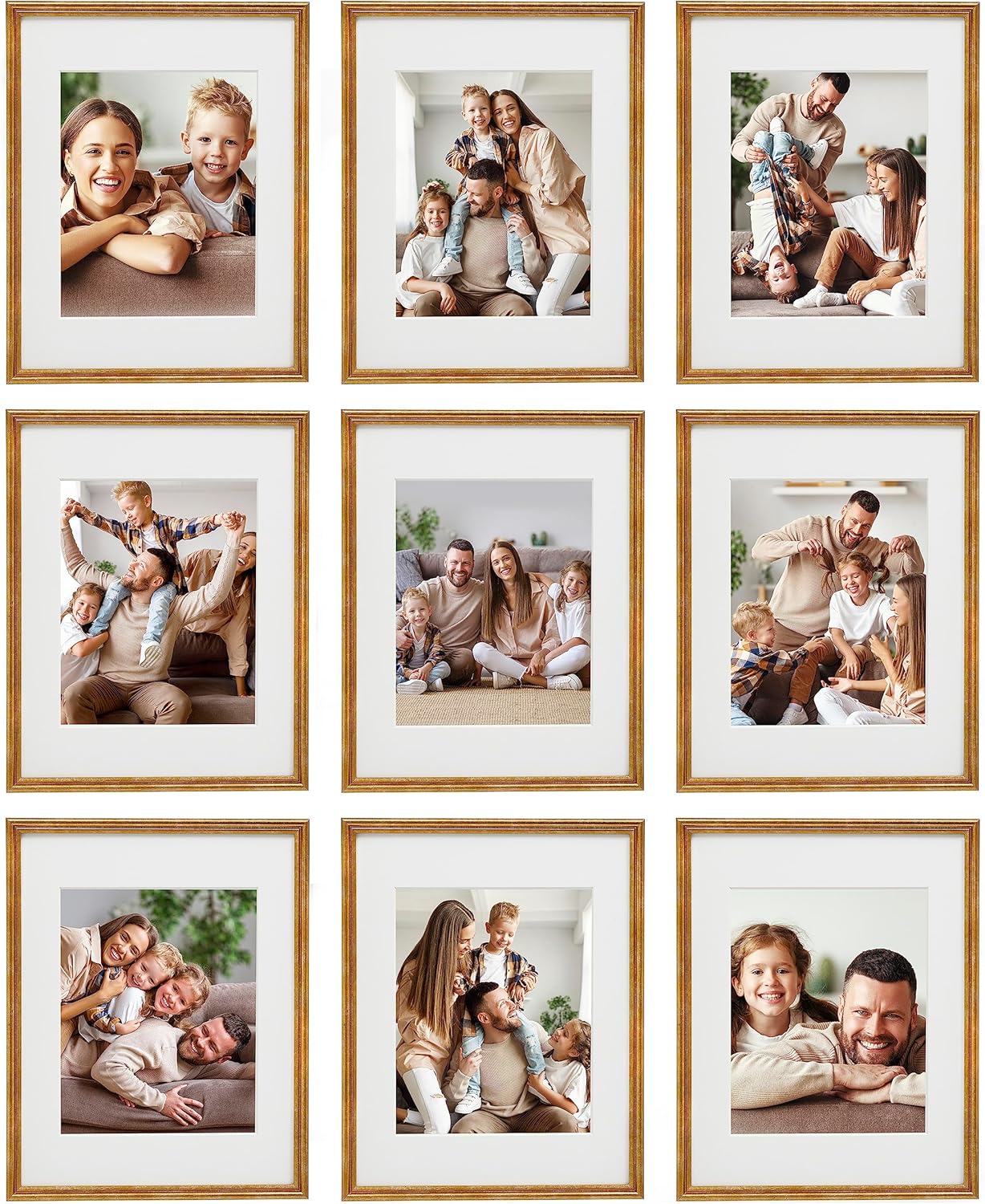 Sheffield Home 9 Piece Gallery Wall Frame Set, 11x14 in. matted to 8x10 in. (Matte Black)