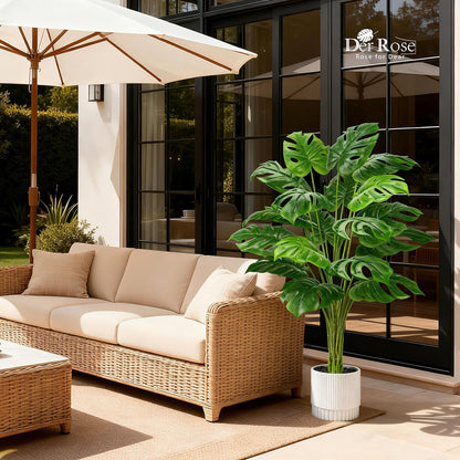 Der Rose 28" Fake Plants Large Artificial Monstera Faux Potted Plants Indoor Tall for Outdoor Living Room House Floor Front Porch Tree Decor