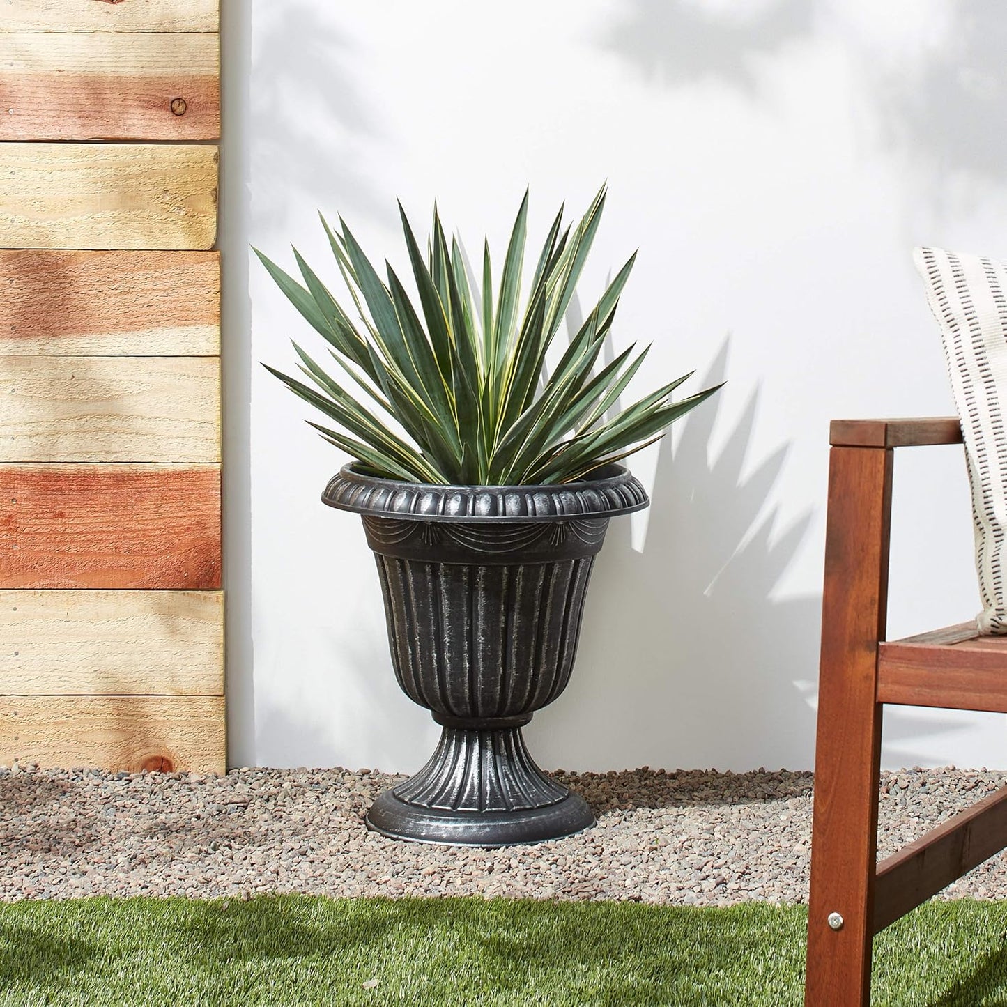 Arcadia Garden Products PL10CP Classic Traditional Plastic Urn Planter Indoor/Outdoor, 15" x 13", Brushed Copper