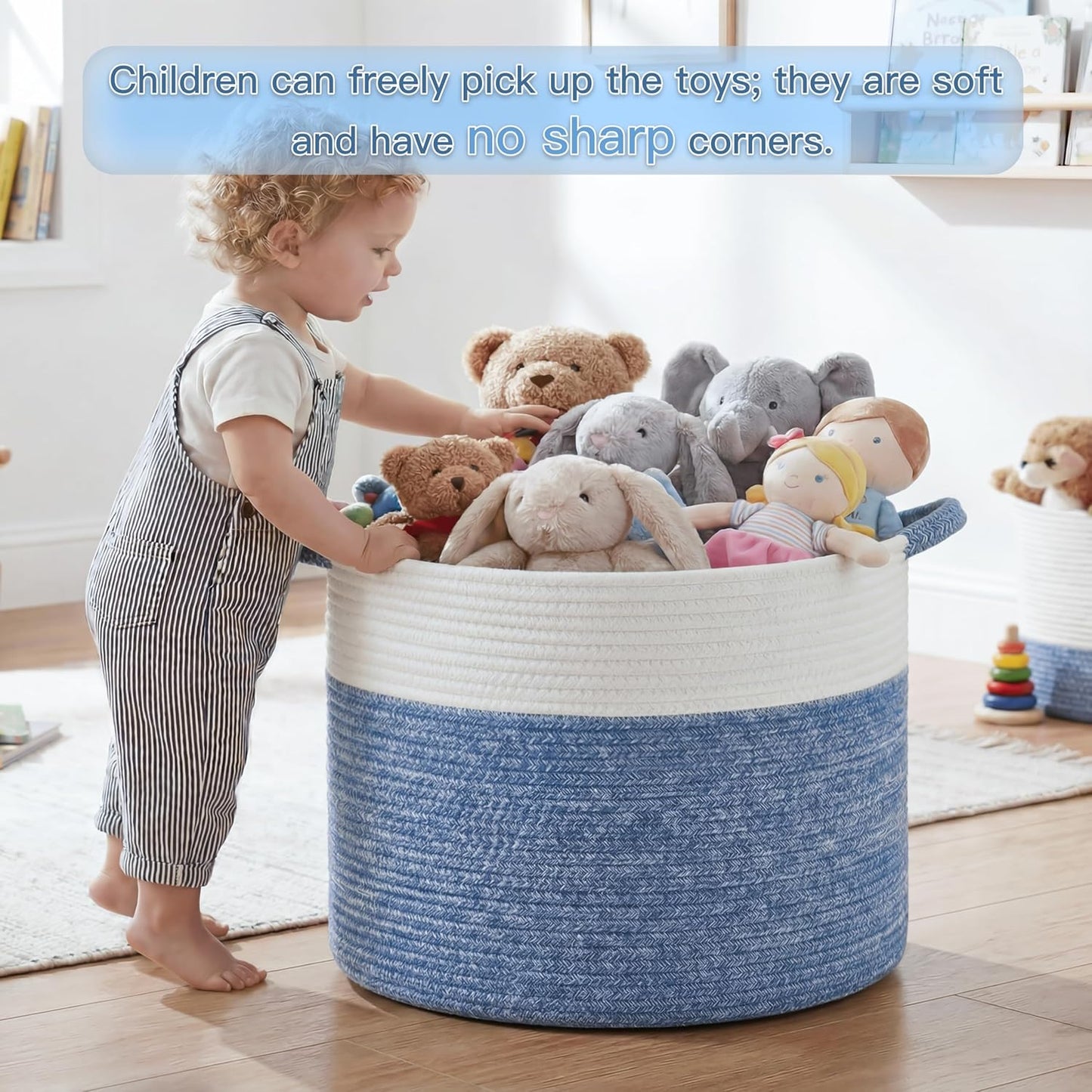 Artfeel 70L Large Cotton Rope Basket, Decorative Woven Blanket Storage for Living Room, Boho Toy Storage & Toy Box for Kids, Versatile Laundry Basket & Nursery Hamper for Blankets(Brown)