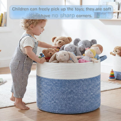 Artfeel 70L Large Cotton Rope Basket, Decorative Woven Blanket Storage for Living Room, Boho Toy Storage & Toy Box for Kids, Versatile Laundry Basket & Nursery Hamper for Blankets(Brown)