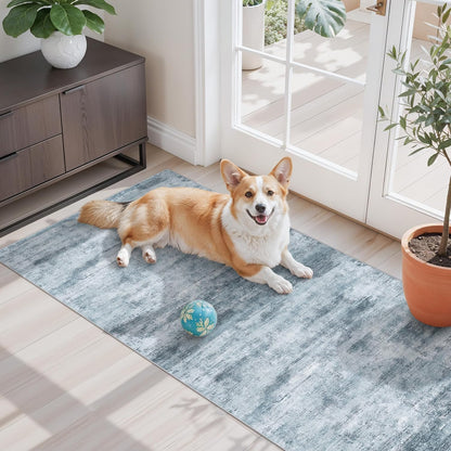 2x3 Washable Non-Slip Area Rug - Soft Low Pile Throw Rug for Kitchen Entryway Bedroom - Modern Indoor Door Mat with Rubber Backing (Beige Grey) - Colors B