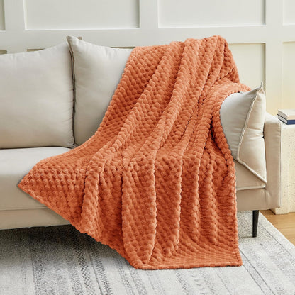 EXQ Home Fleece Throw Blanket for Couch or Bed - 3D Imitation Turtle Shell Jacquard Decorative Blankets - Cozy Soft Lightweight Fuzzy Flannel Blanket Suitable for All Seasons(50"×60",Beige)