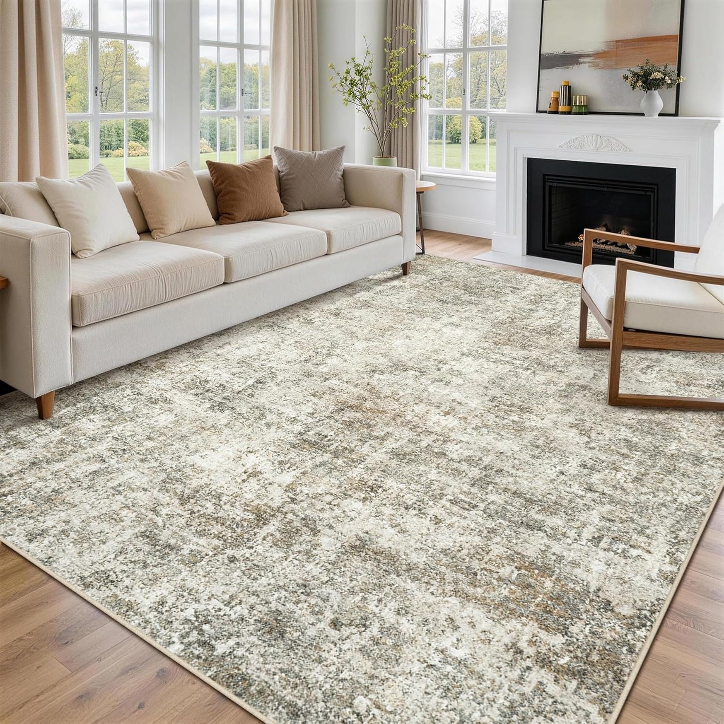 8x10 Area Rugs for Living Room Rug Washable: Abstract Large Rug for Dining Room Bedroom Carpet Non Slip 8 by 10 Indoor Modern Nursery Home Office Blue Grey