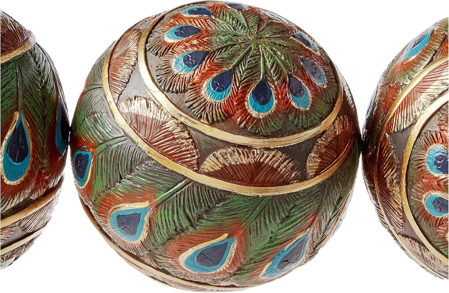 Design Toscano Peacock-Feathered Orbs Decorative Accent Balls: Set of Three