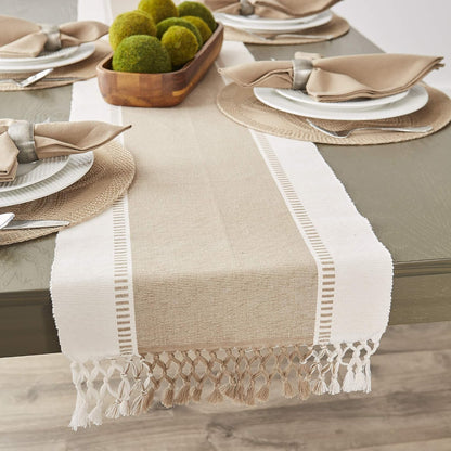 DII Dobby Stripe Woven Table Runner, 13x72-inch, French Blue