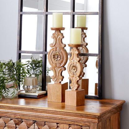 Deco 79 Metal Abstract Decorative Candle Holder Mushroom Inspired Candle Stand, Set of 2 Candlestick Holder 11", 14"H, Gold
