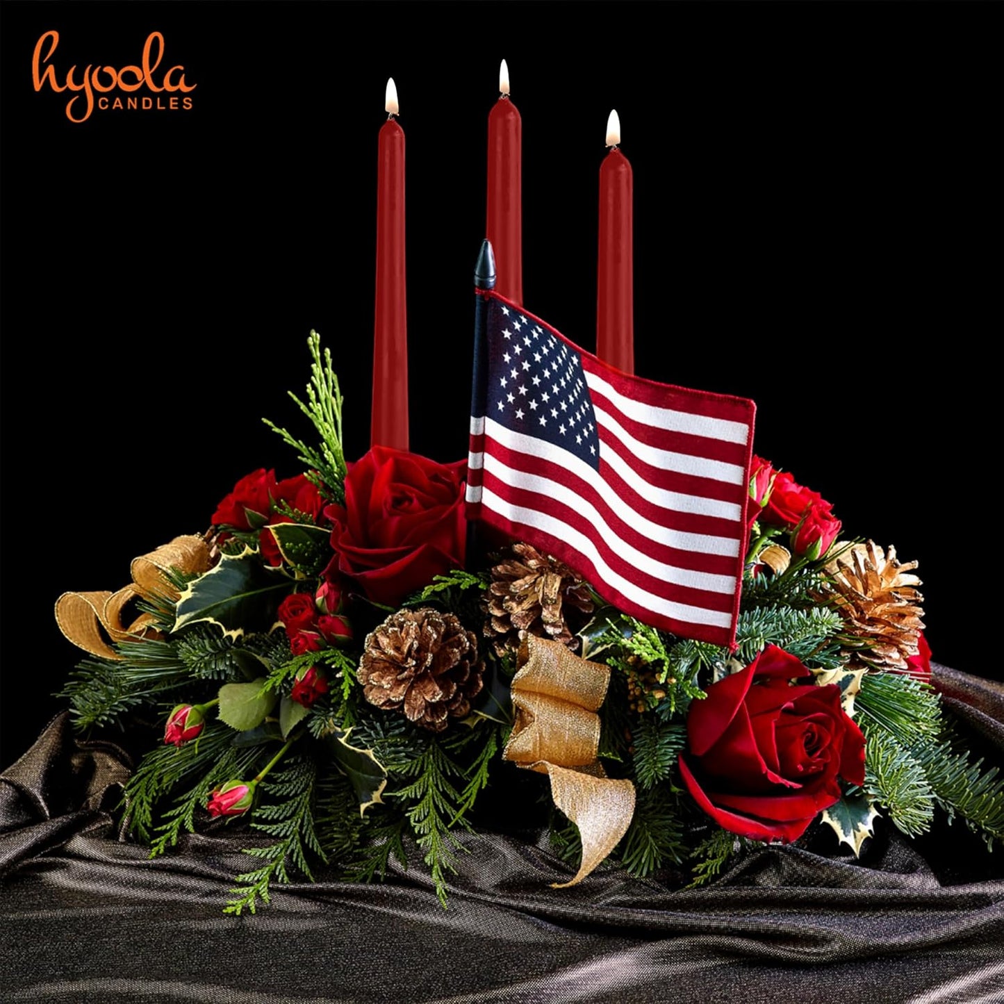 Hyoola Tall Taper Candles - 10 Inch Metallic Gold Unscented Dripless Taper Candles - 8 Hour Burn Time - 4 Pack