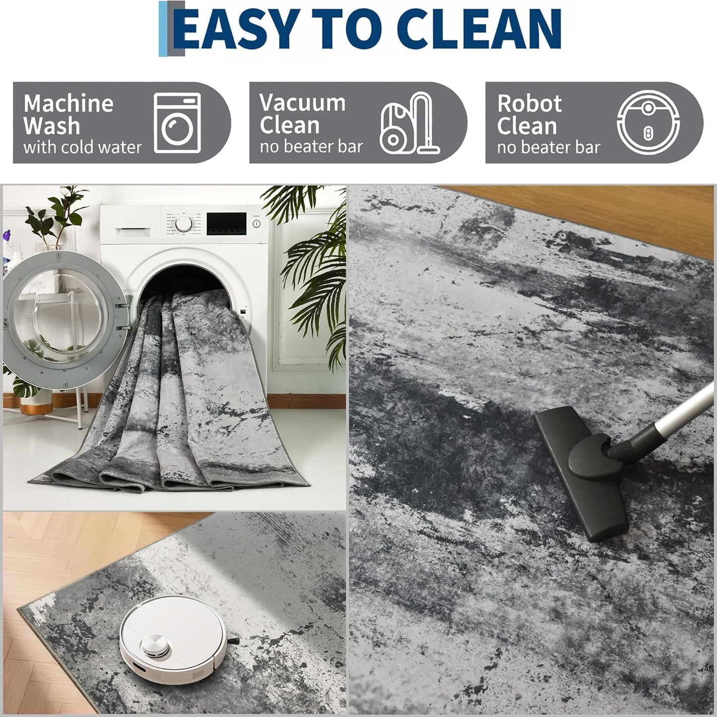 Ompaa 2x6 Rug Runners for Hallways Kitchen Runner Rug Non Slip Washable Grey Long Runner Rugs with Rubber Backing Soft Abstract Carpet Runner for Hallways, Kitchen, Bedroom, Bathroom, Entryway - Colors B