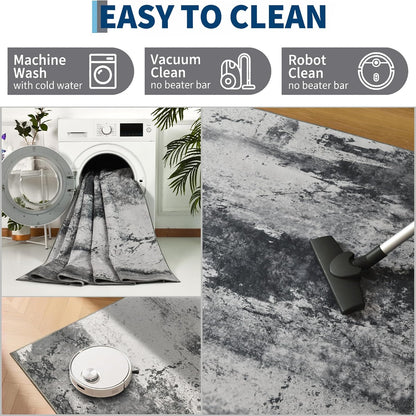 Ompaa 2x6 Rug Runners for Hallways Kitchen Runner Rug Non Slip Washable Grey Long Runner Rugs with Rubber Backing Soft Abstract Carpet Runner for Hallways, Kitchen, Bedroom, Bathroom, Entryway - Colors B