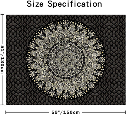 Black Mandala Tapestry Wall Hanging Psychedelic Wall Tapestry Aesthetic Indian Hippie Decor Bohemian Art Boho Home Decoration for Bedroom,Living Room,Dorm