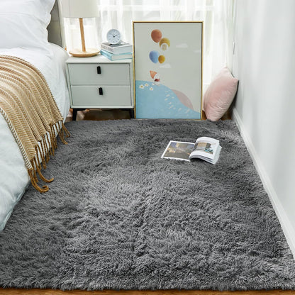 Ophanie Round Rugs 5Ft Ivory Circle Area Rug, Nursery Room Decor, Christmas Aesthetic Bedroom Home Circular Carpet 5 Foot, Fluffy Fuzzy Shag Plush Cream Living Room Rugs for Kids Boys Girls Teen Baby