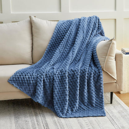EXQ Home Fleece Throw Blanket for Couch or Bed - 3D Imitation Turtle Shell Jacquard Decorative Blankets - Cozy Soft Lightweight Fuzzy Flannel Blanket Suitable for All Seasons(50"×60",Beige)
