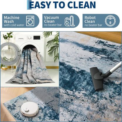 Ompaa 2x6 Rug Runners for Hallways Kitchen Runner Rug Non Slip Washable Grey Long Runner Rugs with Rubber Backing Soft Abstract Carpet Runner for Hallways, Kitchen, Bedroom, Bathroom, Entryway - Colors B
