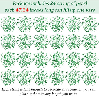 Tondiamo 24 Pcs Artificial Pearl String for Floating Candle Faux Pearls Beads String Garland Centerpiece Decoration for Vases Filler Wedding Spring Holiday Party Decor(Gold)