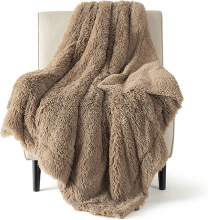 Bedsure GentleSoft Fluffy Fuzzy Faux Fur Throw Blanket for Couch, Soft Sherpa Fleece Cozy Gifts for Women, Plush Bed Blanket Room Decor for Men, Thick Warm Minky Teen Gifts Winter Bedding