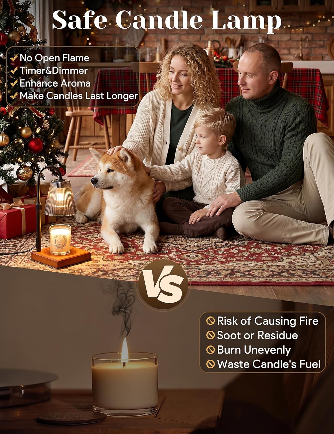 Candle Warmer Lamp with Timer, Dimmable Candle Warmer for Home Decor, Birthday Gifts for Women Mom, Adjustable Height Wax Melt Warmer with 2 Bulbs