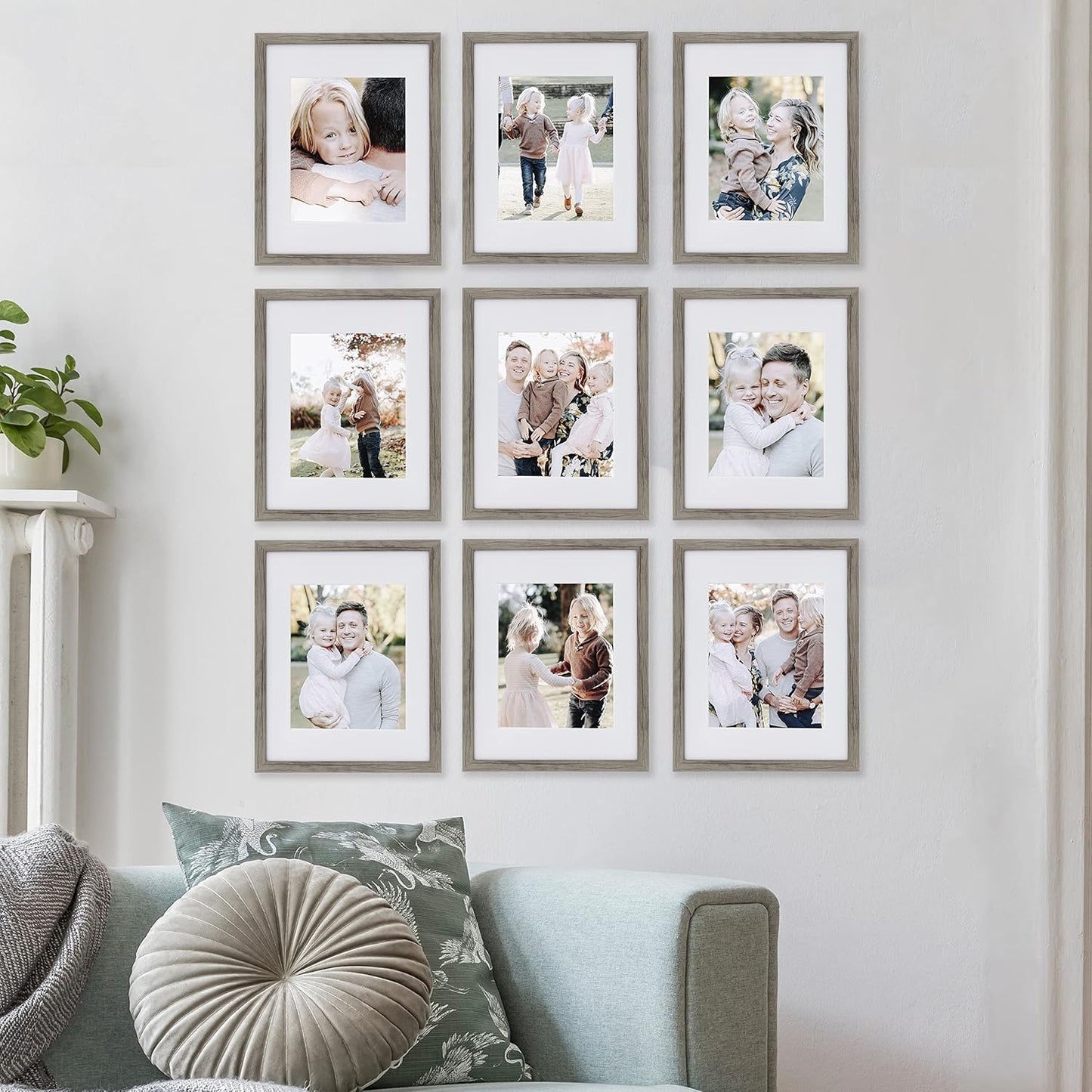 Sheffield Home 9 Piece Gallery Wall Frame Set, 11x14 in. matted to 8x10 in. (Matte Black)