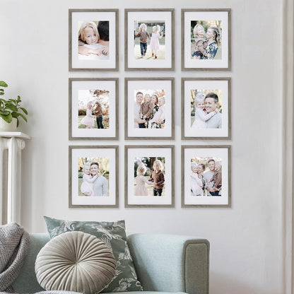 Sheffield Home 9 Piece Gallery Wall Frame Set, 11x14 in. matted to 8x10 in. (Matte Black)
