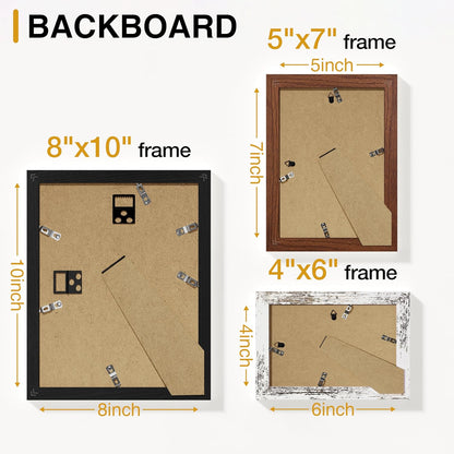 Vittanly 15 Pack Picture Frames Collage Wall Decor for Mounting or Tabletop Display, Gallery Frame Set for Family, Multi Sizes Including 3pcs 8x10, 6pcs 5x7, 6pcs 4x6, Black