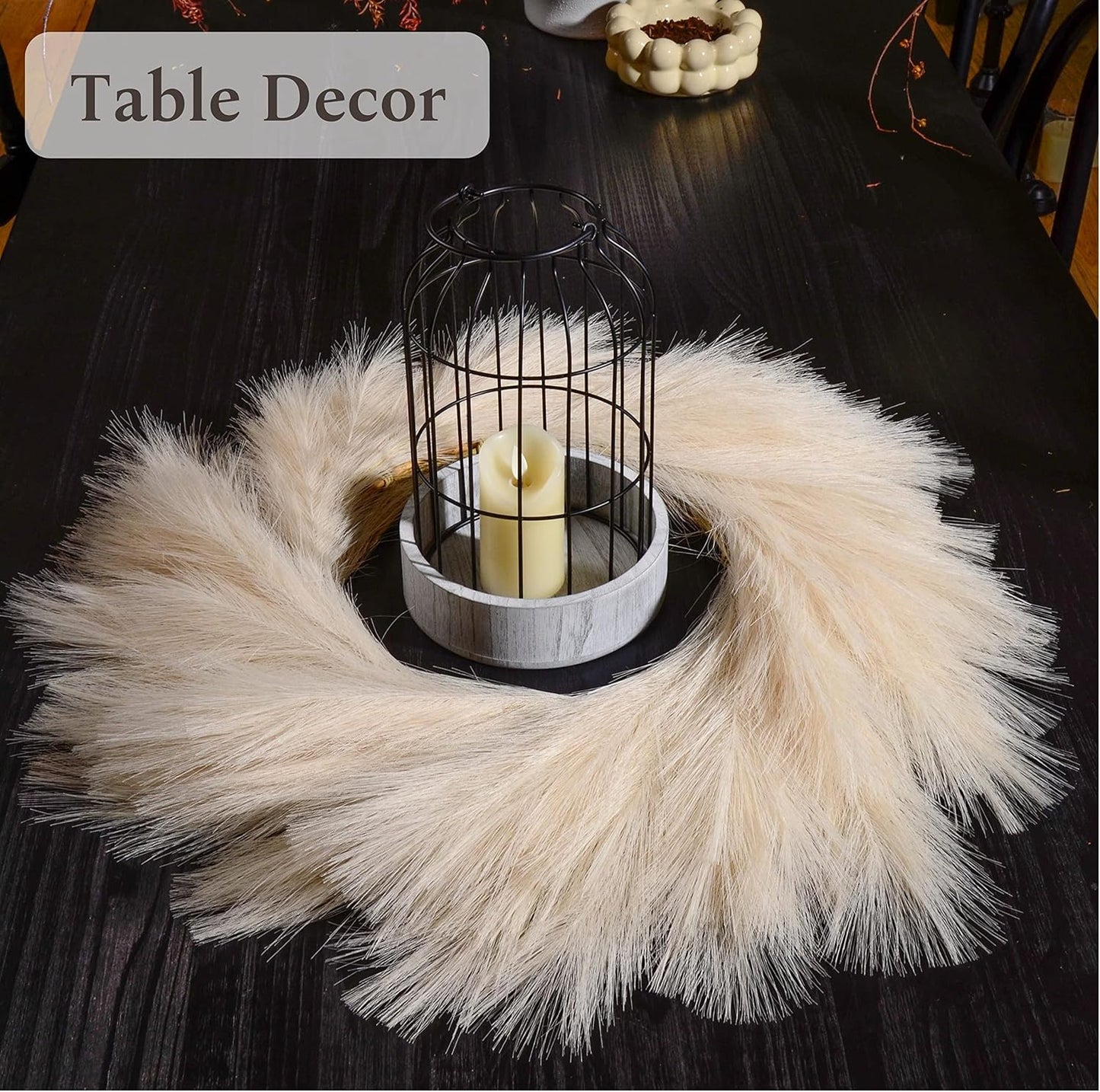 Perfnique Pampas Grass Wreath, 25'' Faux Pampas Wreath for Front Door, Artificial Pampas Wreath for All Seasons, Boho Wall Decor, Farmhouse Pampas Grass Garland, DIY Wreath Arrangement (Ivory&Taupe)
