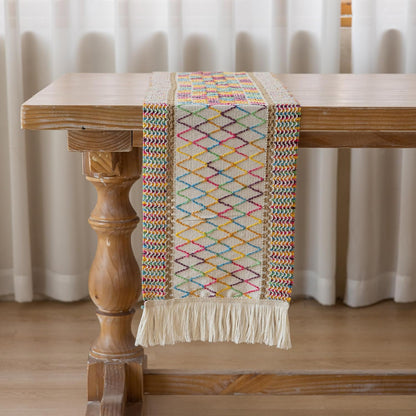 Keketoarrange Boho Sage Green Table Runner for Summer Home Decorations 12x72 Inches Farmhouse Small Macrame Woven Burlap Rustic Coffee Dresser Dining Kitchen Centerpiece Bohemian Decor