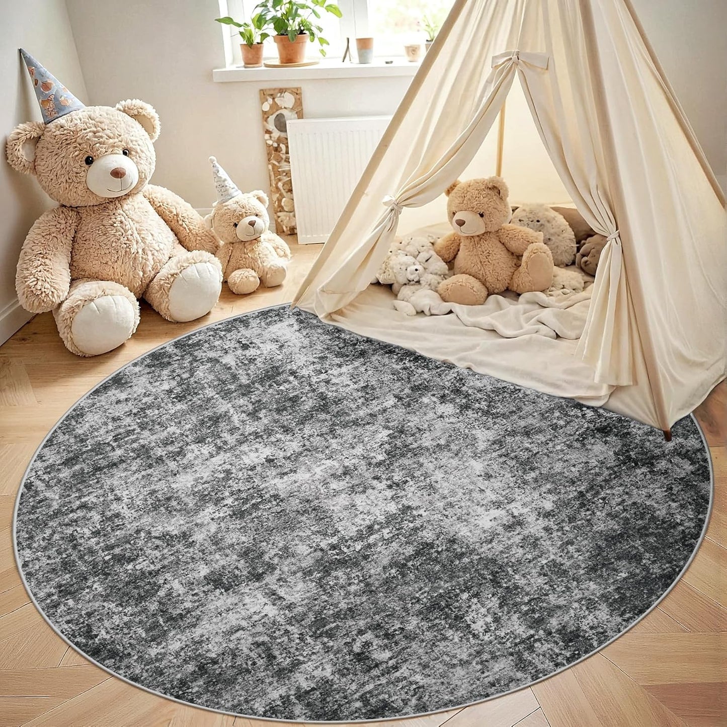 8x10 Area Rugs for Living Room Rug Washable: Abstract Large Rug for Dining Room Bedroom Carpet Non Slip 8 by 10 Indoor Modern Nursery Home Office Blue Grey