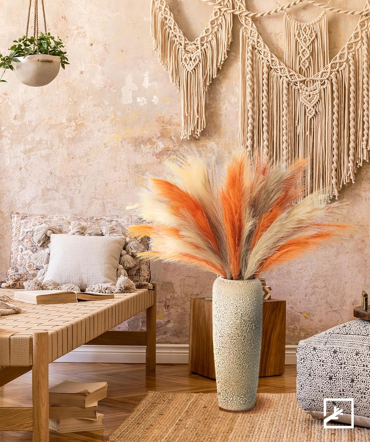 ZIFTY 7-Pcs 38"/3.1FT Faux Pampas Grass Large Tall Fluffy Artificial Fake Flower Bedroom Decor Boho Decor Bulrush Reed Grass for Vase Filler Farmhouse Home Wedding Decor (Beige Mixed)