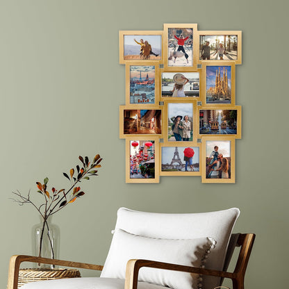 MELANNCO Collage Picture Frame for Wall, Holds 12 Photos - Six 4x6 and Six 6x4 Images, 18x23 Inch Black Plastic Frame, Hang Horizontal or Vertical, Gallery Wall Decor