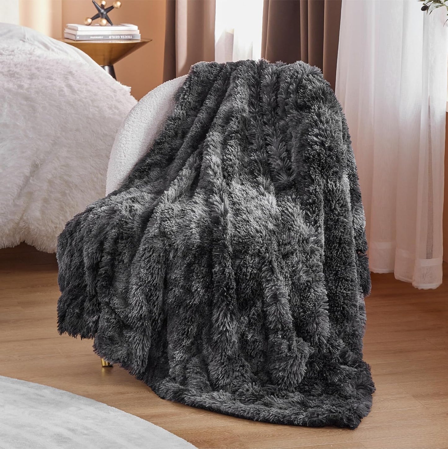 Bedsure GentleSoft Fluffy Fuzzy Faux Fur Throw Blanket for Couch, Soft Sherpa Fleece Cozy Gifts for Women, Plush Bed Blanket Room Decor for Men, Thick Warm Minky Teen Gifts Winter Bedding