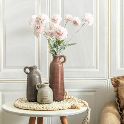 Ceramic Vase Set of 3 | Neutral Vase Home Decor with Handle | Pottery Modern Farmhouse Vases Pampas Grass Flower Vases for Home Decor Table Living Room Centerpieces Mantel Decor - Multicolor