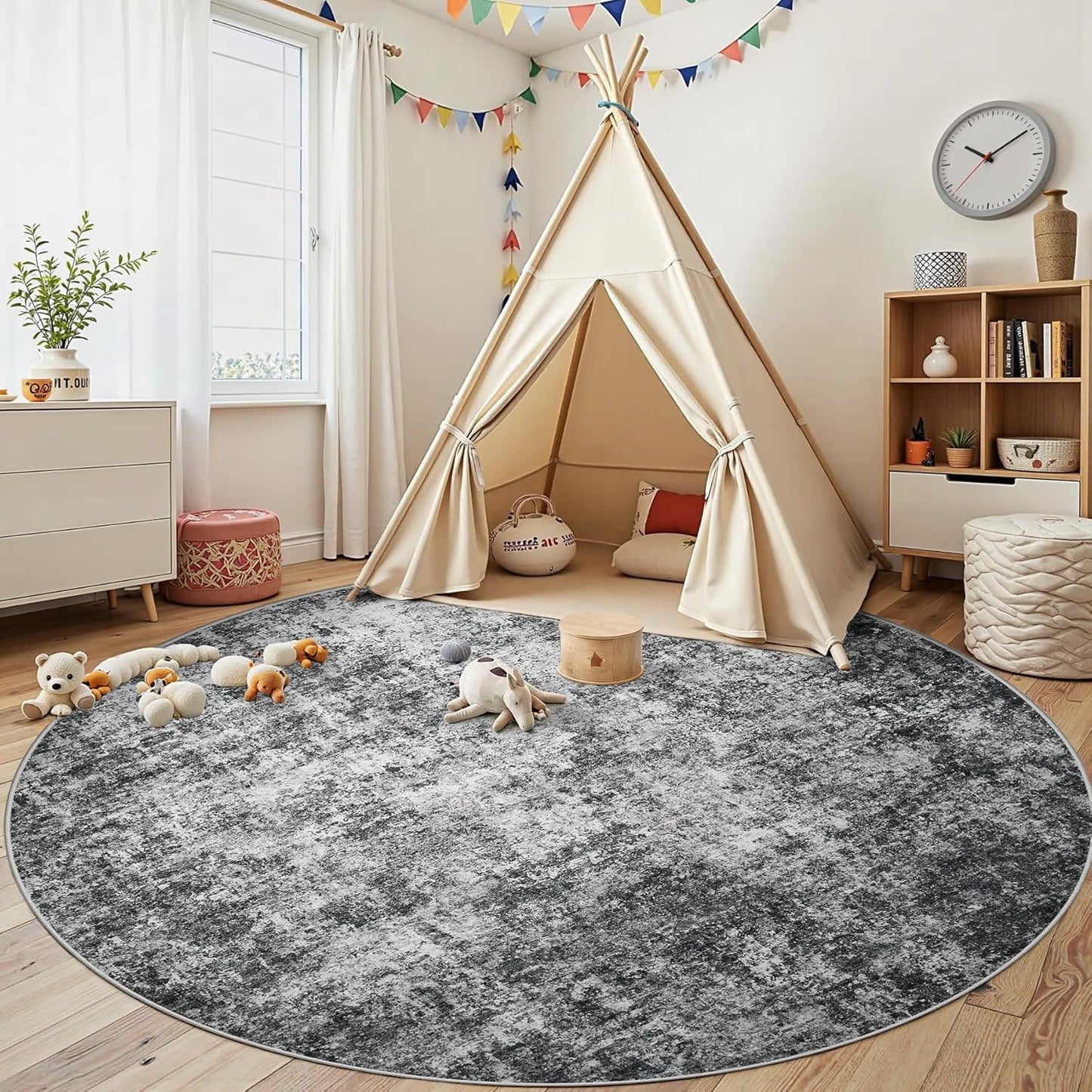 8x10 Area Rugs for Living Room Rug Washable: Abstract Large Rug for Dining Room Bedroom Carpet Non Slip 8 by 10 Indoor Modern Nursery Home Office Blue Grey