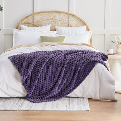 EXQ Home Fleece Throw Blanket for Couch or Bed - 3D Imitation Turtle Shell Jacquard Decorative Blankets - Cozy Soft Lightweight Fuzzy Flannel Blanket Suitable for All Seasons(50"×60",Beige)