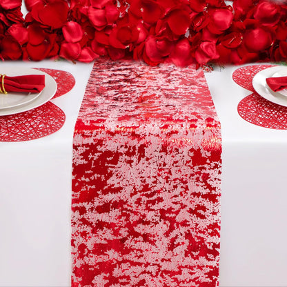 Snowkingdom 2 Pieces Gold Table Runner, Sequin Glitter Foil Metallic Thin Mesh Runner Roll 11"x108", Gold Table Decorations for Event Party, Wedding, Birthday Party, Christmas