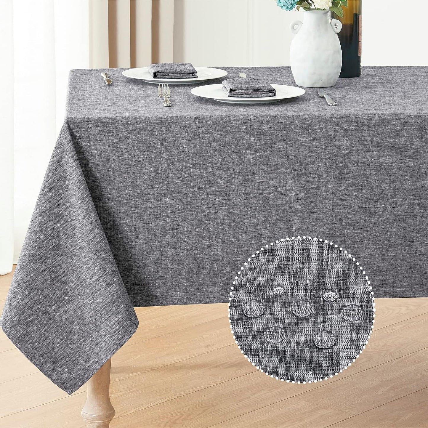 Veblandy Rectangle Tablecloth Waterproof Linen Textured Table Cloth Stain and Wrinkle Resistant Washable, Decorative Fabric Table Cover for Dining, Party and Camping (Sage Green, 52 * 70)