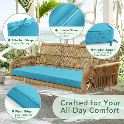 Summsun Outdoor Bench Cushion: Waterproof and Fade Resistant Patio Furniture Cushions - Non-Slip Bench Pad Cushion with Removable Cover for Garden Swing Porch Sofa Settee, 48 x 18 x 3 Inch, Black