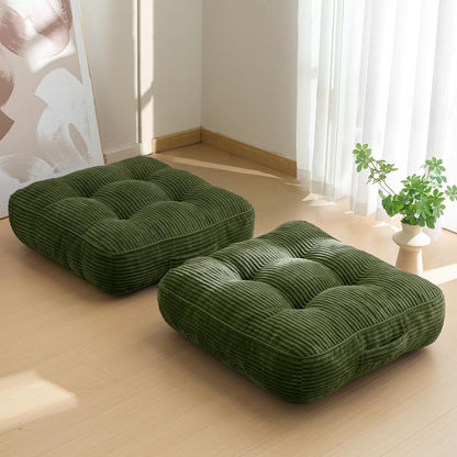 HIGOGOGO 6" Extra Thick Floor Pillow Cushion for Adults, Meditation Cushion Pillow, Large Square Floor Sitting, Tufted Corduroy Cover, for Tatami Living Room or Yoga, 22x22 Inch, 2Pack, Dark Grey