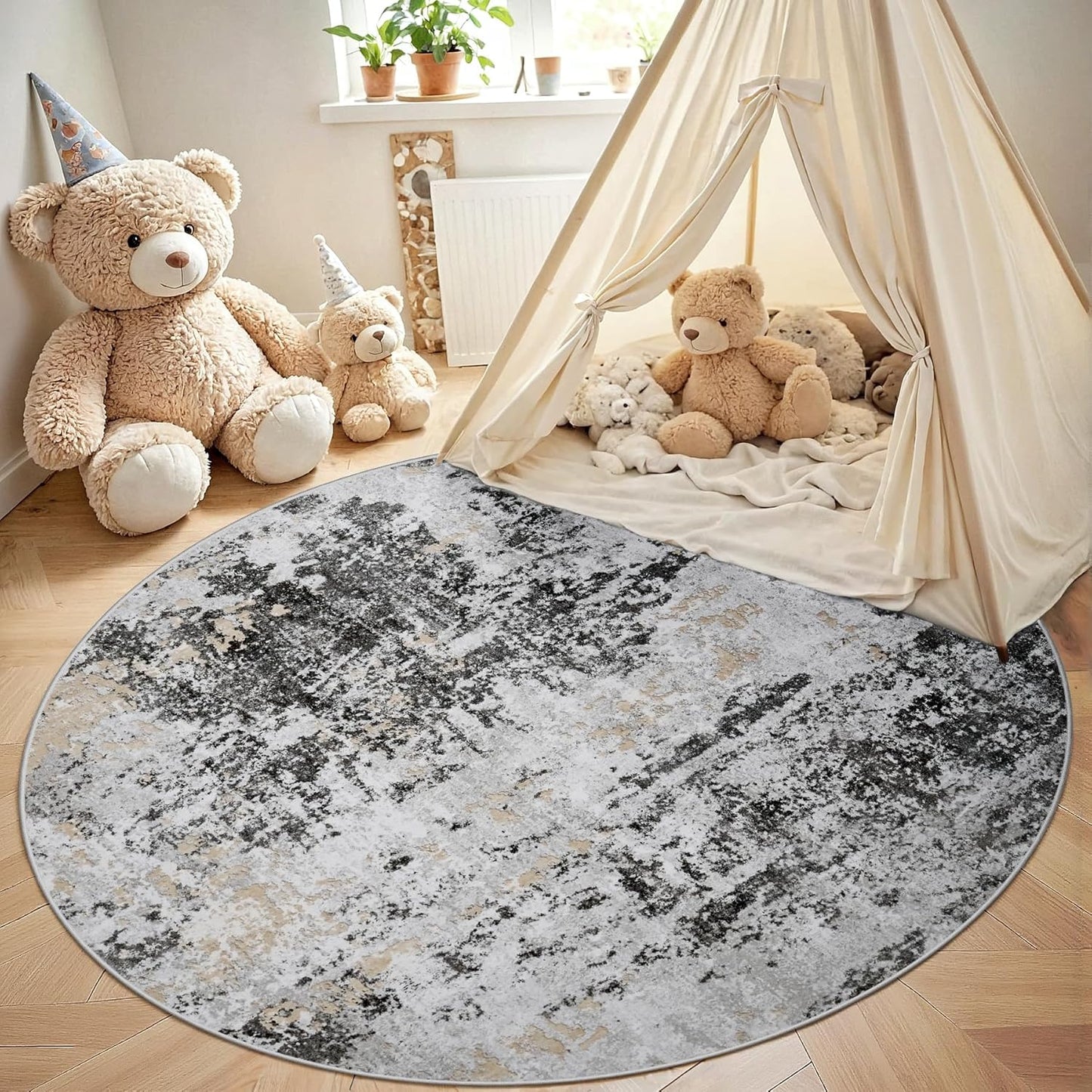 8x10 Area Rugs for Living Room Rug Washable: Abstract Large Rug for Dining Room Bedroom Carpet Non Slip 8 by 10 Indoor Modern Nursery Home Office Blue Grey