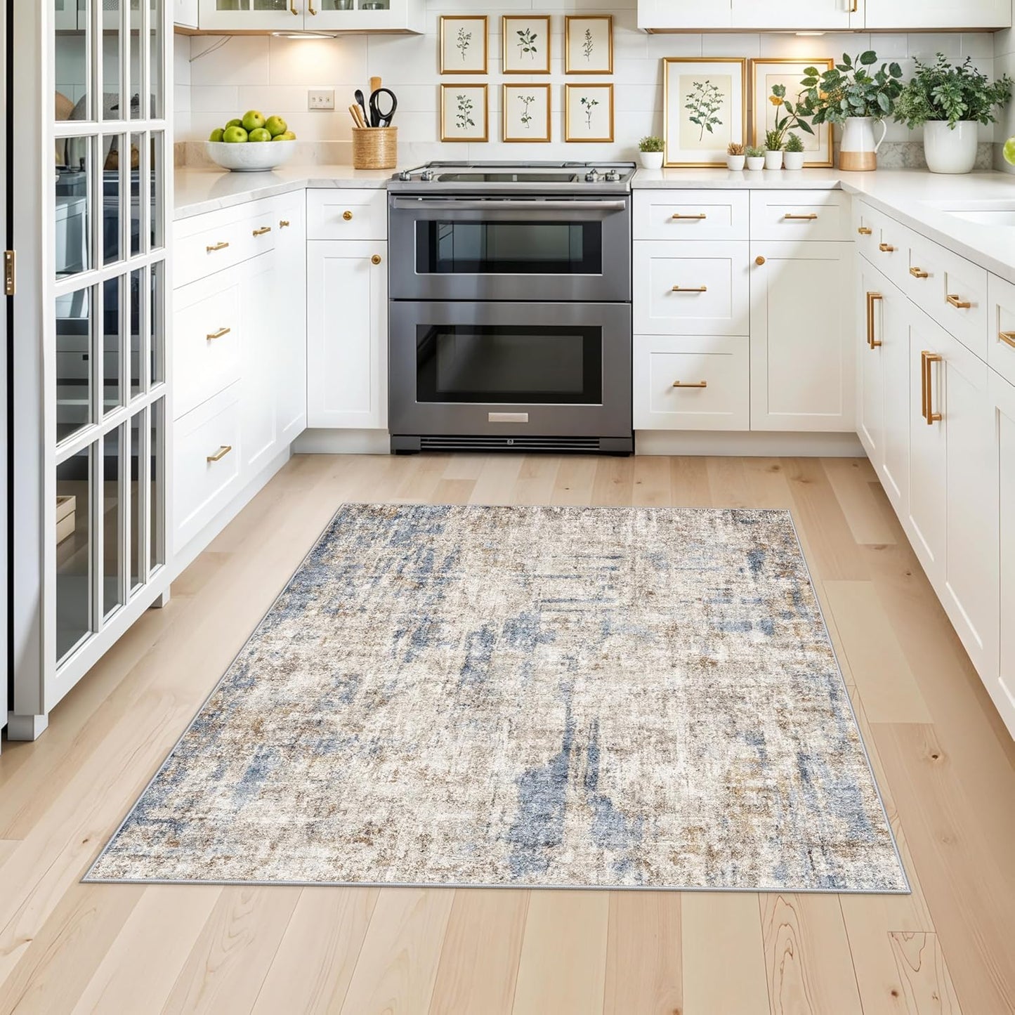 2x3 Washable Non-Slip Area Rug - Soft Low Pile Throw Rug for Kitchen Entryway Bedroom - Modern Indoor Door Mat with Rubber Backing (Beige Grey) - Colors A