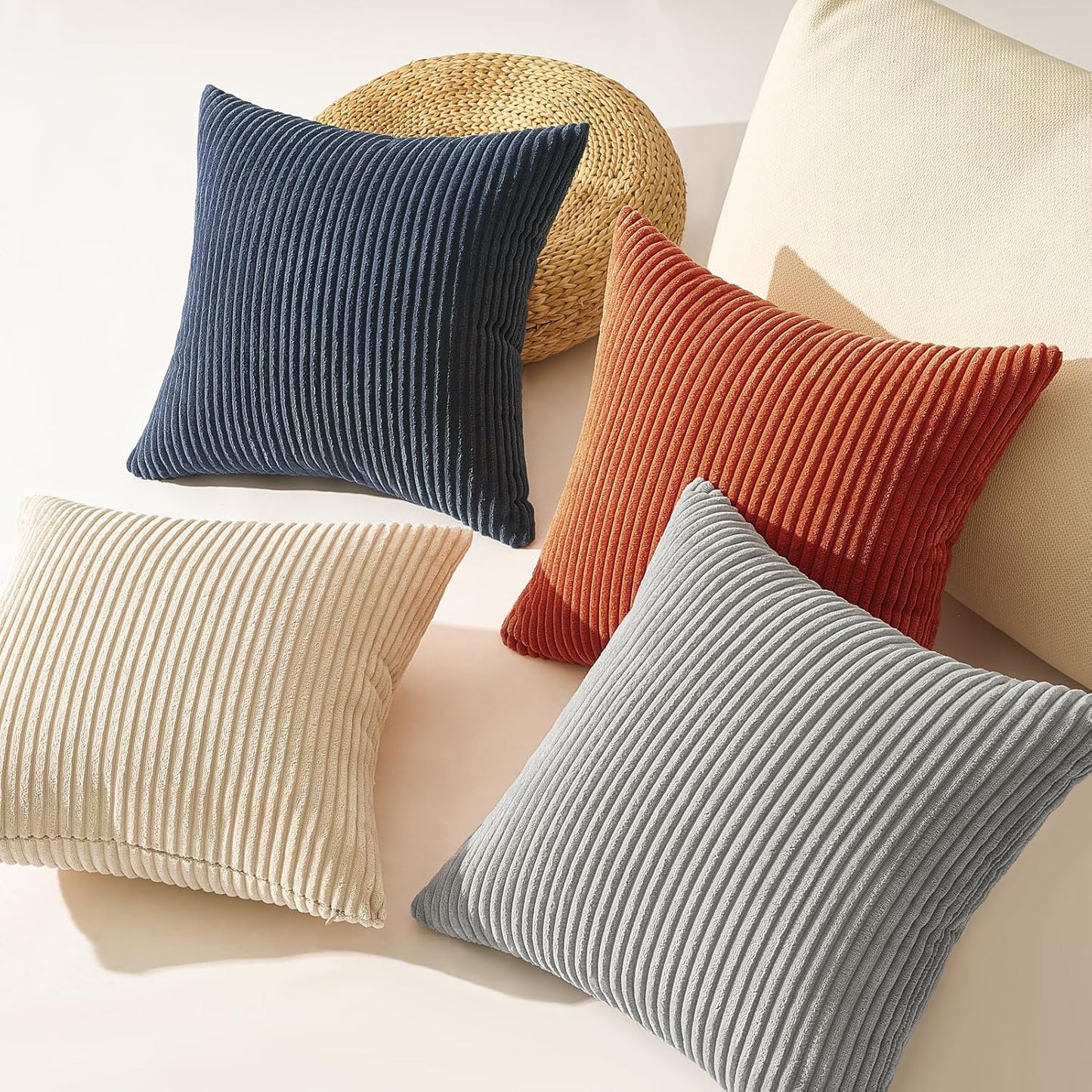 Topfinel Decorative Throw Pillow Covers Cushion Cases, Set of 4 Soft Velvet Modern Double-Sided Designs, Mix and Match for Boho Farmhouse Fall Home Decor (18x18 inch, Orange/Teal)
