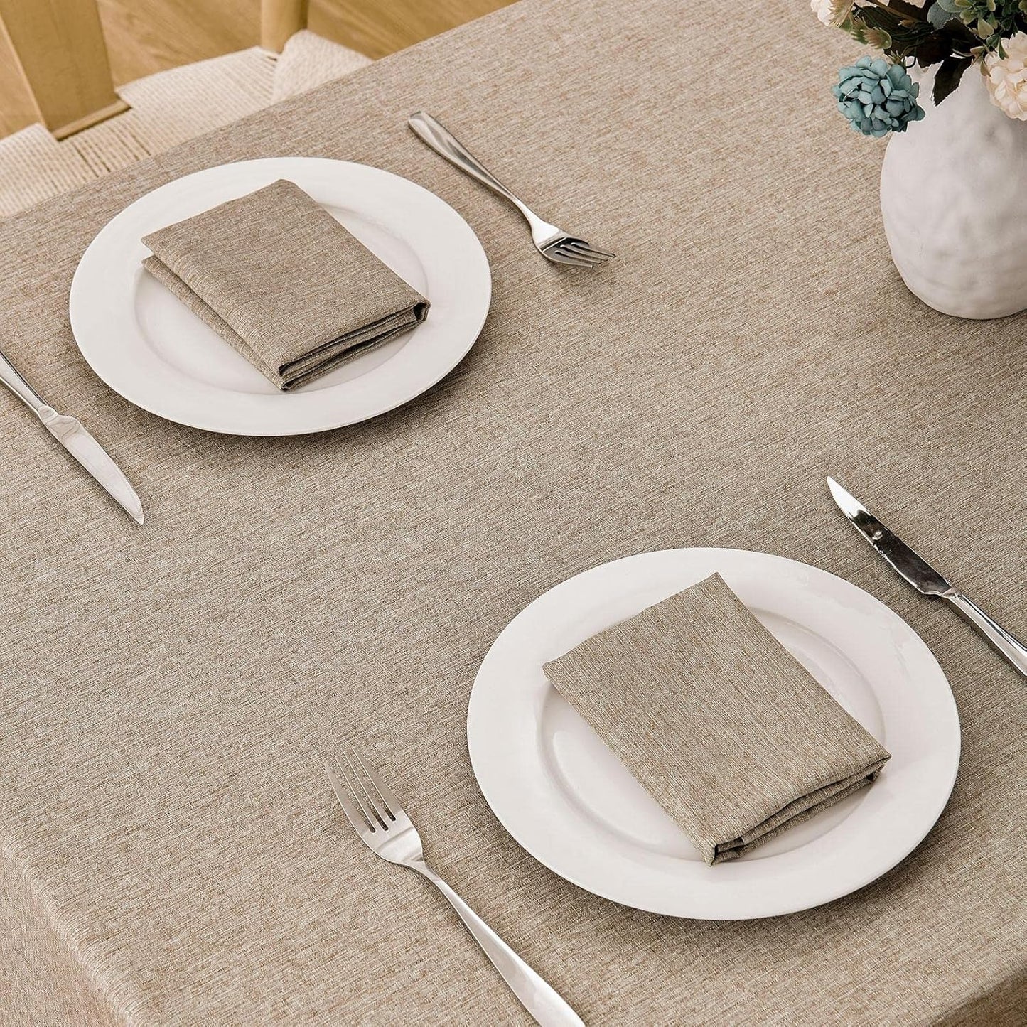 Veblandy Rectangle Tablecloth Waterproof Linen Textured Table Cloth Stain and Wrinkle Resistant Washable, Decorative Fabric Table Cover for Dining, Party and Camping (Sage Green, 52 * 70)
