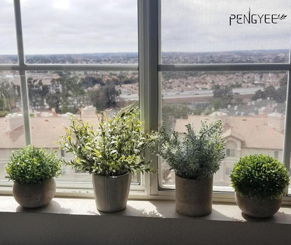 4 Pack Small Fake Plants in White Pulp Pot for Home Decor, Artificial Plants Indoor, Small Faux Plants Indoor for Bathroom Bedroom Kitchen Office Farmhouse Room Shelf Decor