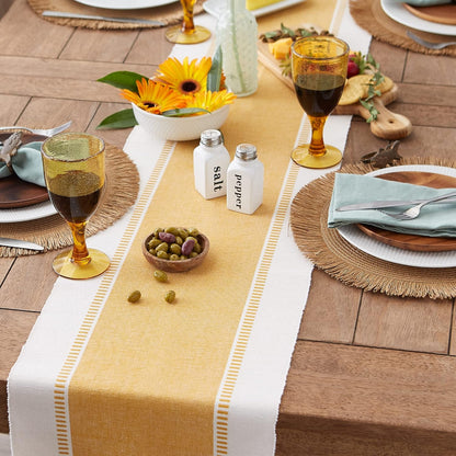 DII Dobby Stripe Woven Table Runner, 13x72-inch, French Blue