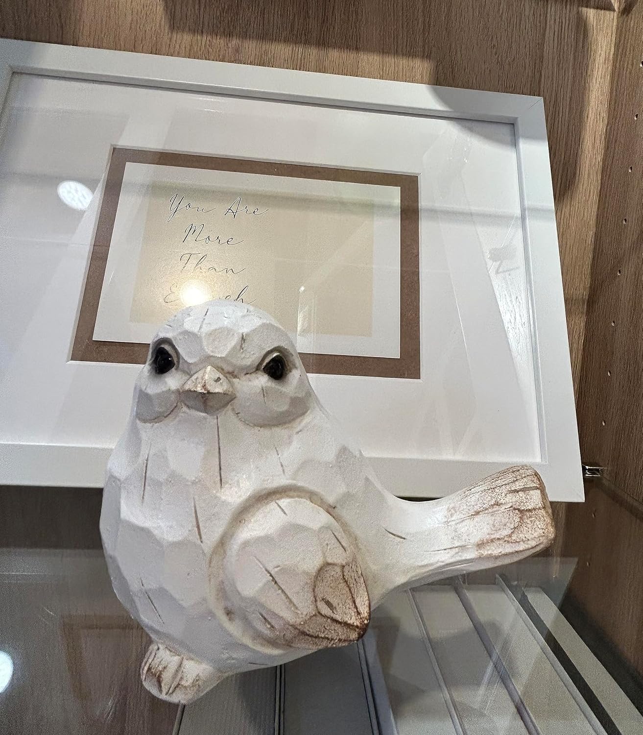 New White Modern Farmhouse Bird Figurine, Bird Statue Sculpture - Carved Rustic Distressed Animal Bird Ornaments - Home Decor Accents Collectible Bird Figurine | Spring