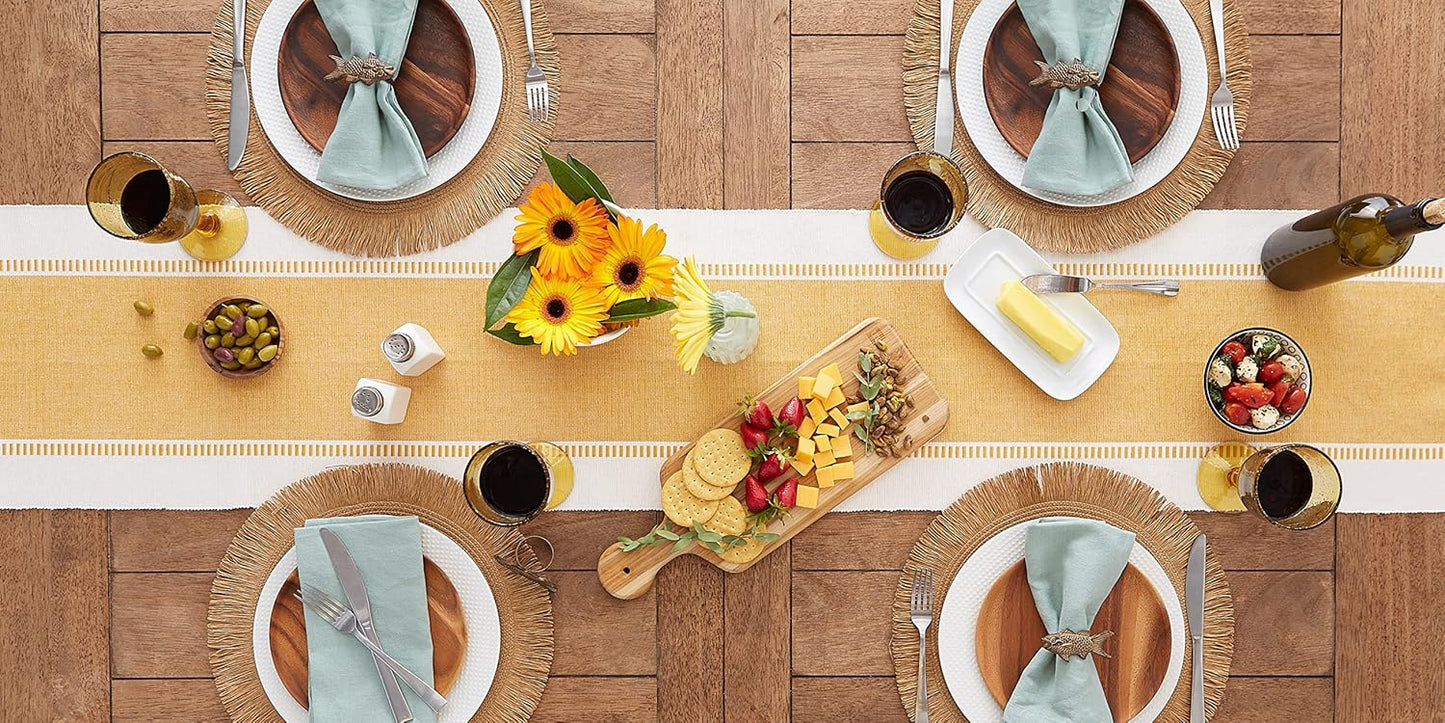 DII Dobby Stripe Woven Table Runner, 13x72-inch, French Blue