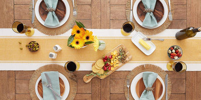 DII Dobby Stripe Woven Table Runner, 13x72-inch, French Blue