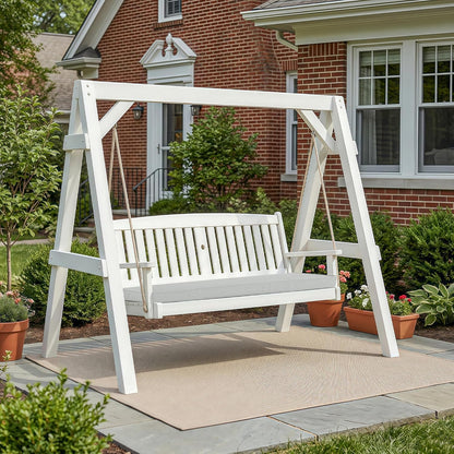Outdoor Bench Cushion, Water-Resistant & Fade-Resistant, Porch Swing Cushions with Ties, Patio Furniture Seat Pads for Garden Loveseat Settee, Removable Cover Non-Slip Bottom, 48 x 16 Inch, Natural