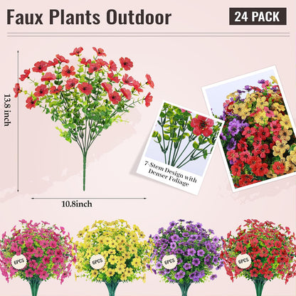Der Rose 12 Bundles Artificial Flowers for Outdoors Fake Flowers Plants Spring Summer Decoration UV Resistant for Outside Home Porch Patio Garden Decor