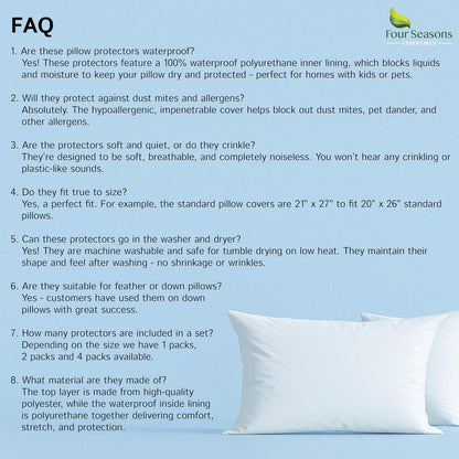 Euro Size Pillow Protectors (Set of 2) - European Square 26x26 Pillow Covers Waterproof Hypoallergenic Dust Proof Zippered Encasement